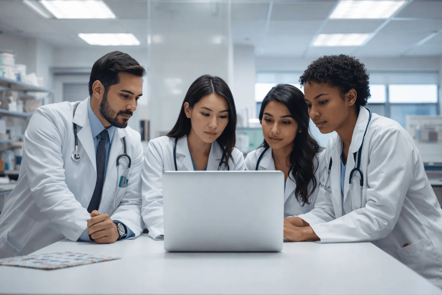 Clinicians reviewing interactive content