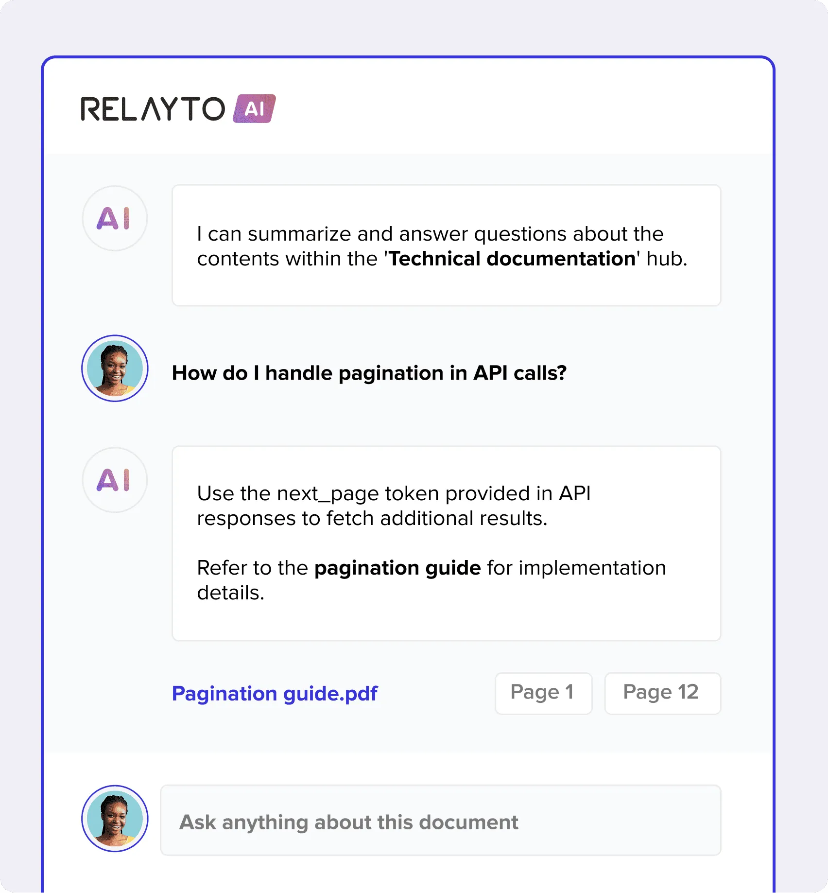 AI-powered search and chat in RELAYTO