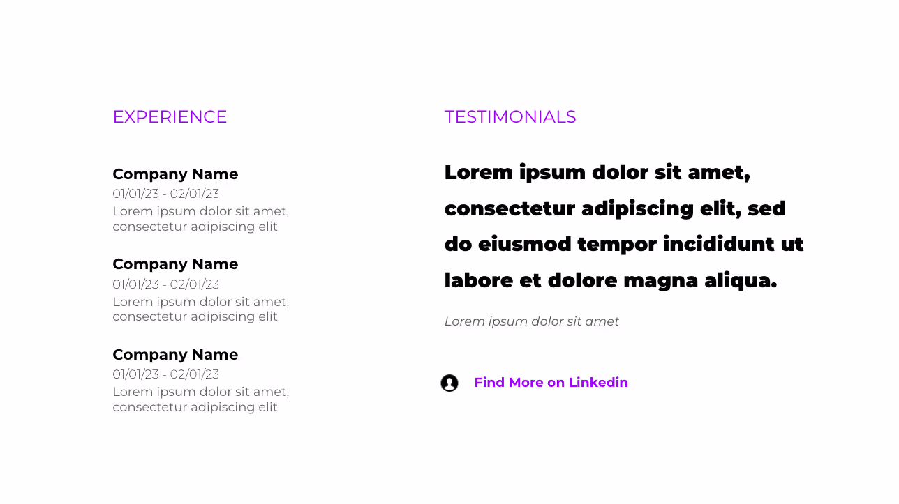 Portfolio Microsite, page 2