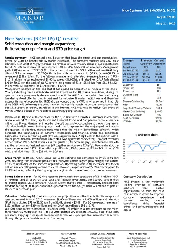 Nice (NICS: US) 1Q Results - Page 1