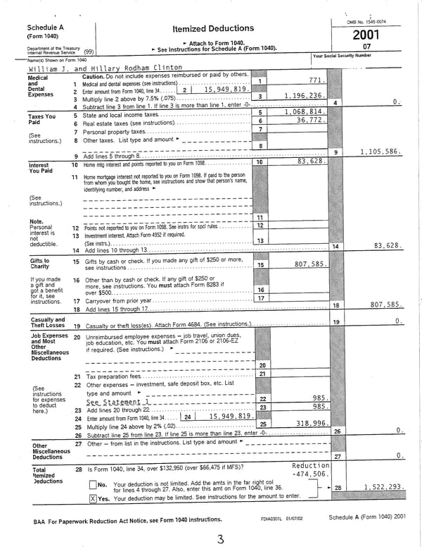 2001 U.S. Individual Income Tax Return - Page 3
