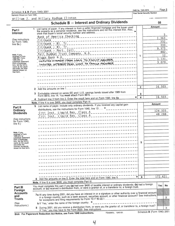 2001 U.S. Individual Income Tax Return - Page 4