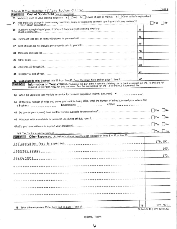 2001 U.S. Individual Income Tax Return - Page 6