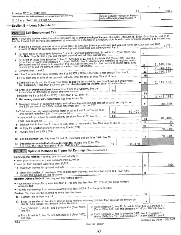 2001 U.S. Individual Income Tax Return - Page 10