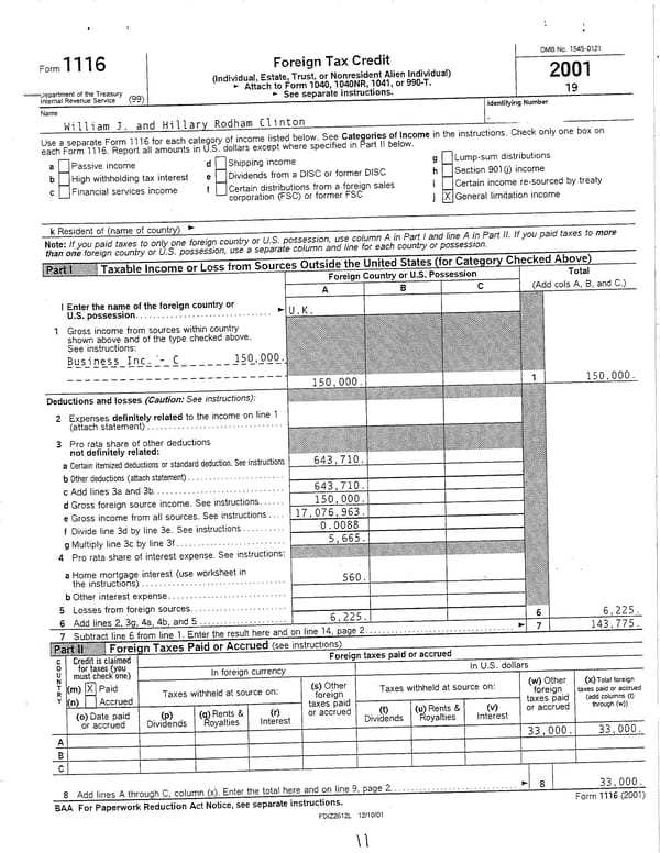 2001 U.S. Individual Income Tax Return - Page 11