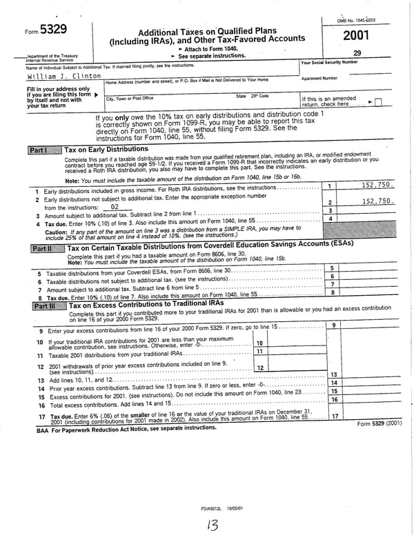 2001 U.S. Individual Income Tax Return - Page 13
