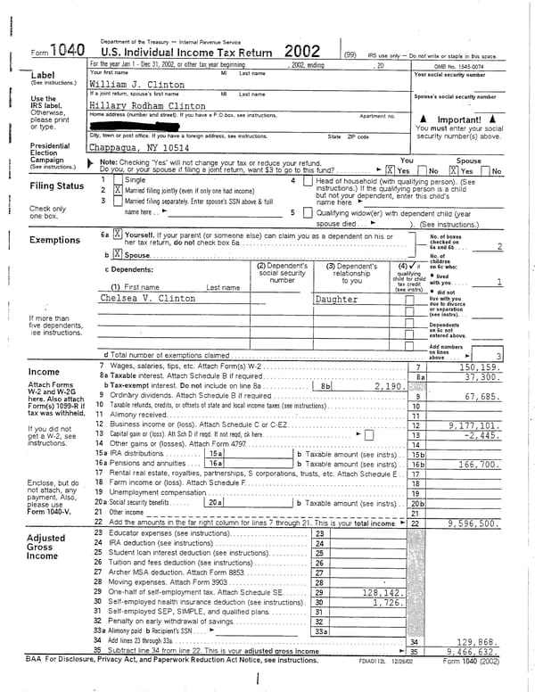 2002 U.S. Individual Income Tax Return - Page 1