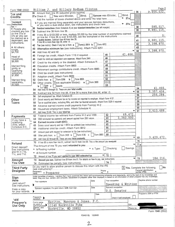 2002 U.S. Individual Income Tax Return - Page 2