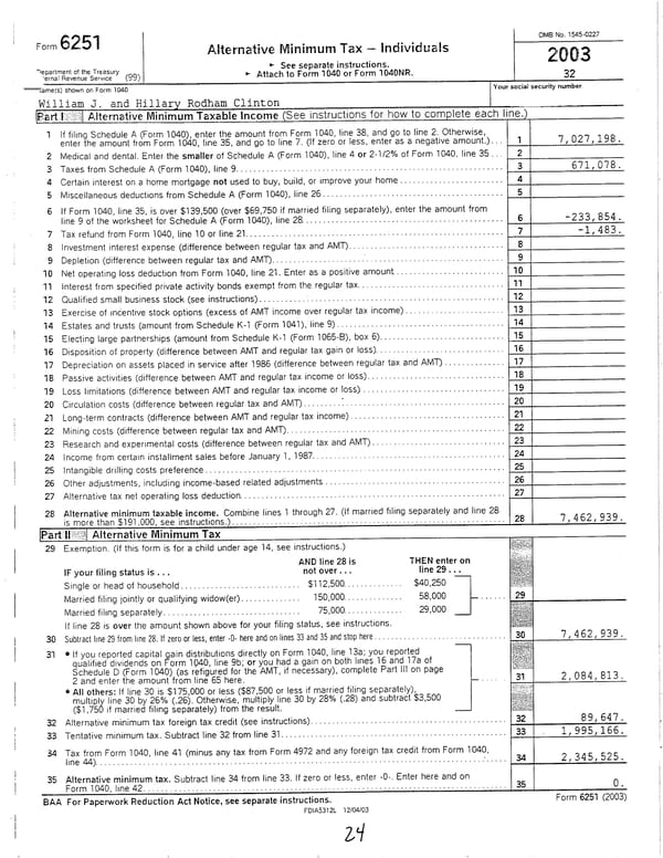 2003 U.S. Individual Income Tax Return - Page 24