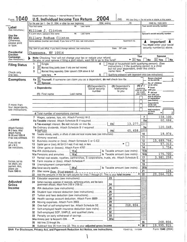 2004 U.S. Individual Income Tax Return - Page 1