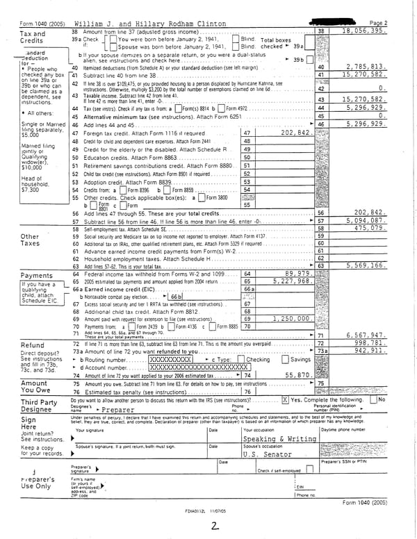 2005 U.S. Individual Income Tax Return - Page 2