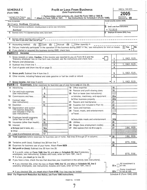 2005 U.S. Individual Income Tax Return - Page 9