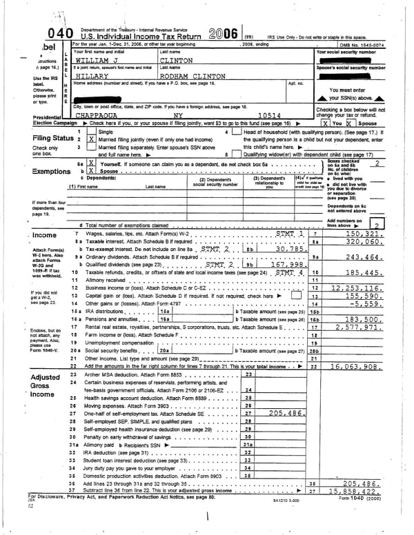 2006 U.S. Individual Income Tax Return - Page 1