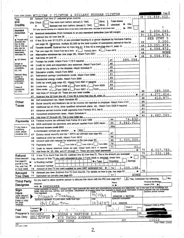 2006 U.S. Individual Income Tax Return - Page 2