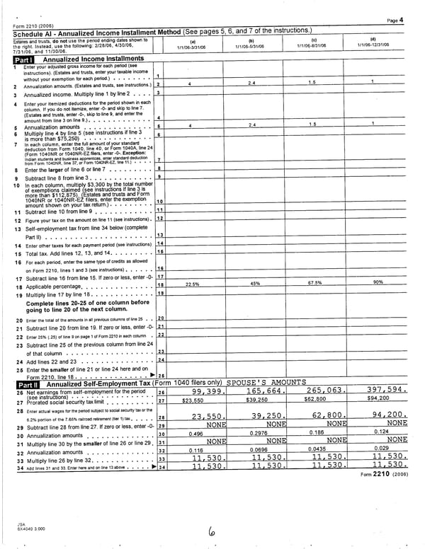 2006 U.S. Individual Income Tax Return - Page 6