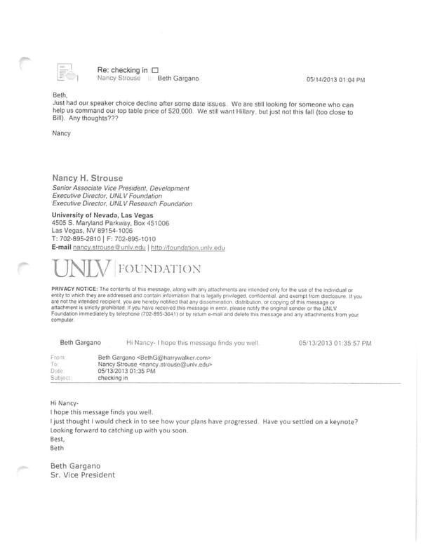 UNLV Email Hillary Speech Too Close to Bill Clinton Speech - Page 1