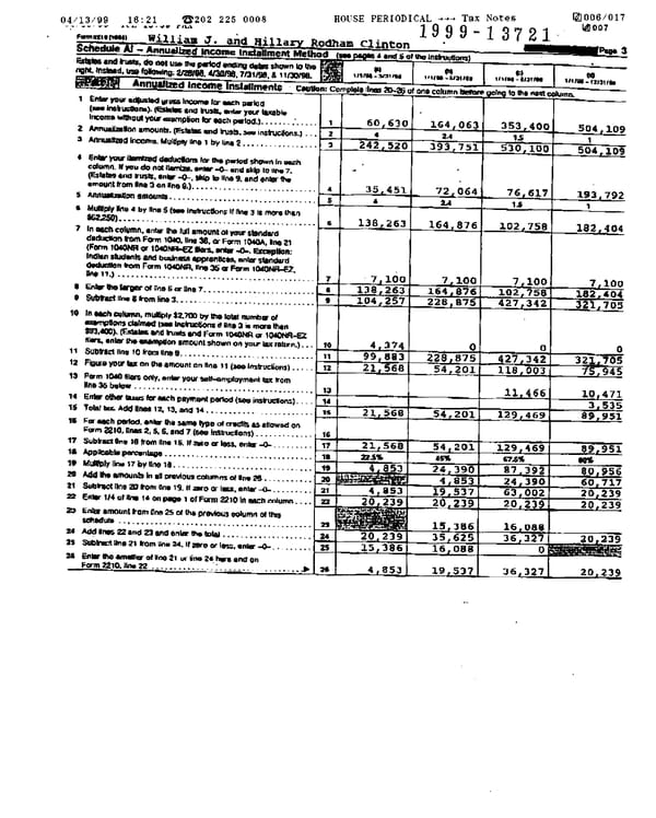1998 U.S. Individual Income Tax Return (B_Clinton_1998) - Page 5