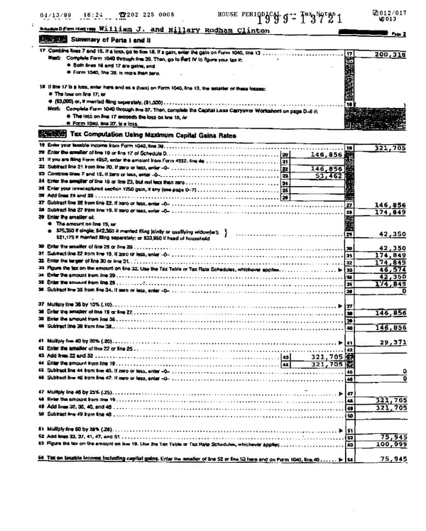 1998 U.S. Individual Income Tax Return (B_Clinton_1998) - Page 11