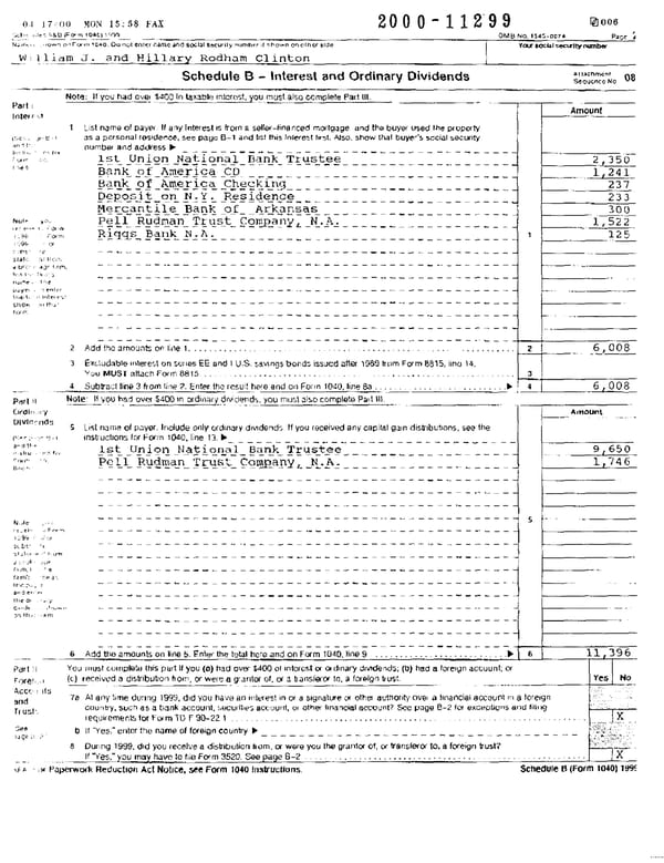 1999 U.S. Individual Income Tax Return (B_Clinton_1999) - Page 5