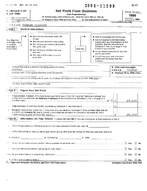 1999 U.S. Individual Income Tax Return (B_Clinton_1999) - Page 6