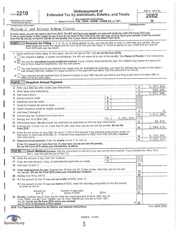 Clintons Tax Return 2002 - Page 3