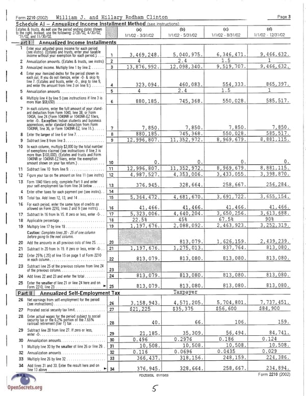 Clintons Tax Return 2002 - Page 5