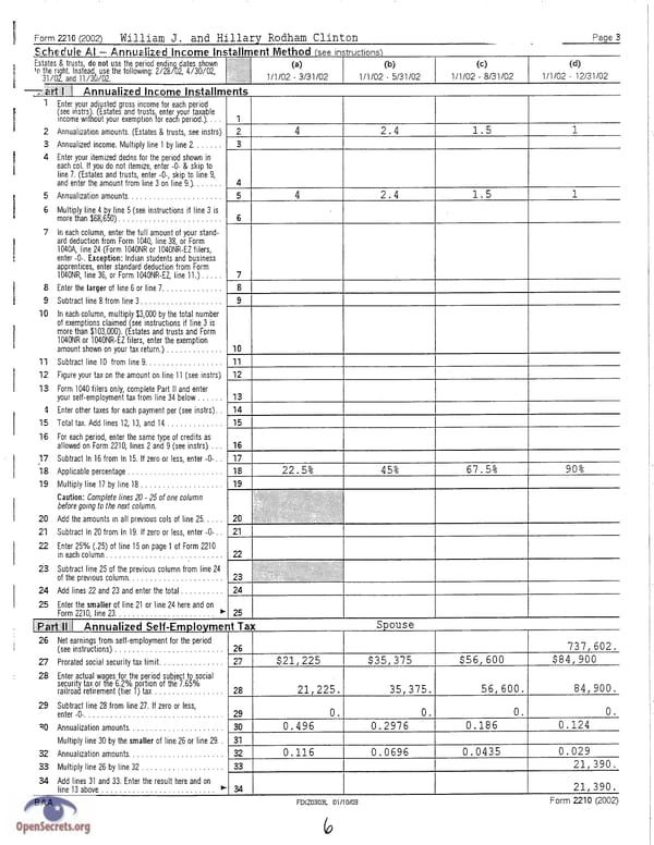 Clintons Tax Return 2002 - Page 6