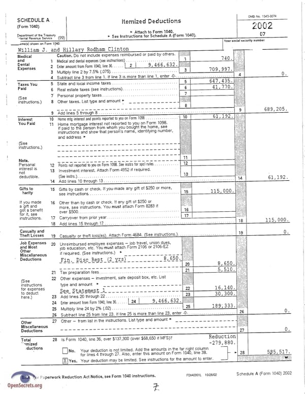 Clintons Tax Return 2002 - Page 7