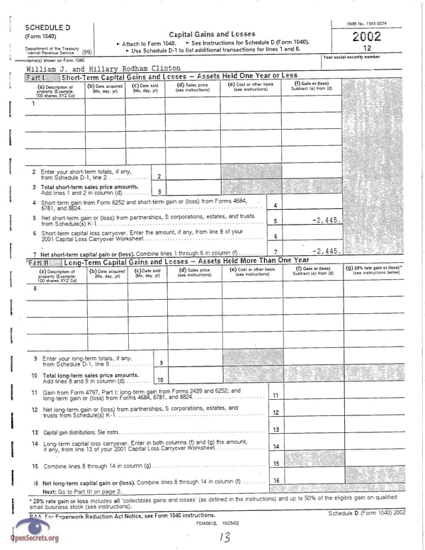 Clintons Tax Return 2002 - Page 13