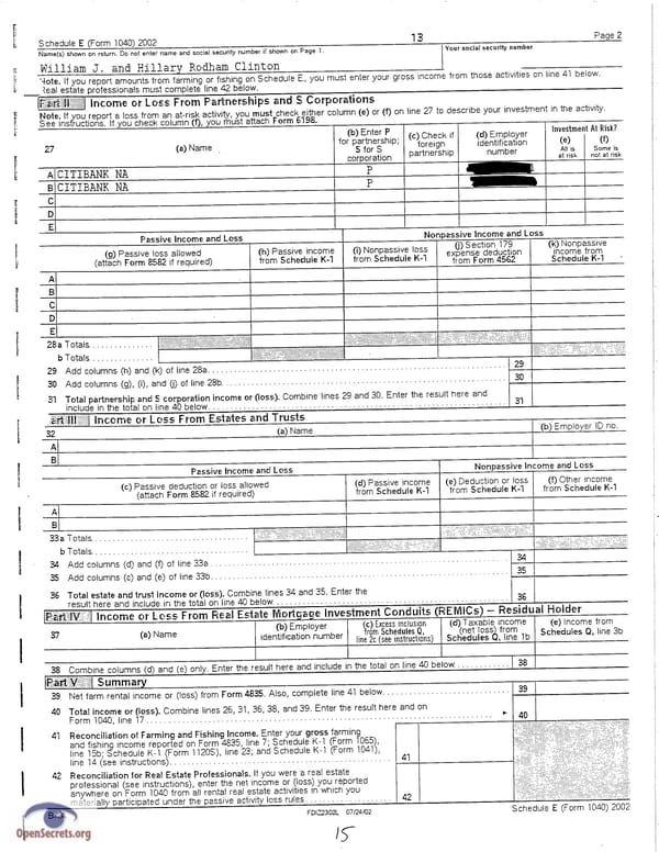 Clintons Tax Return 2002 - Page 15
