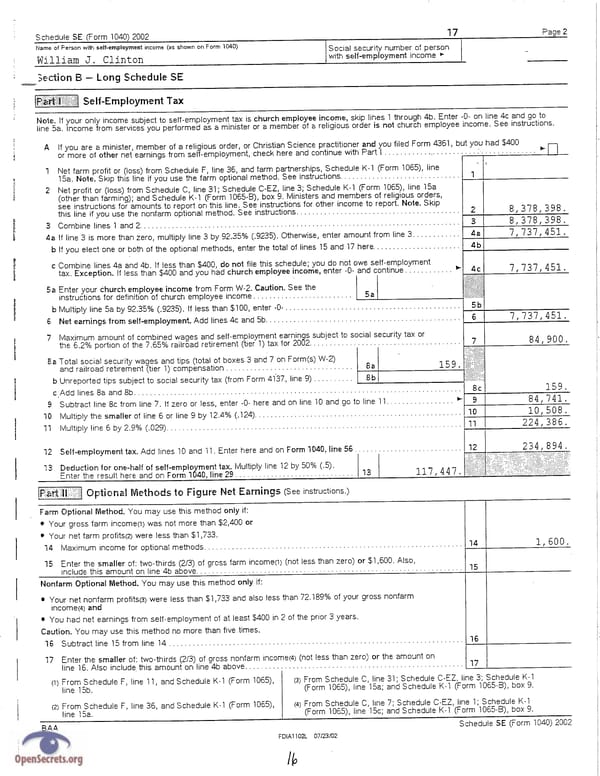 Clintons Tax Return 2002 - Page 16