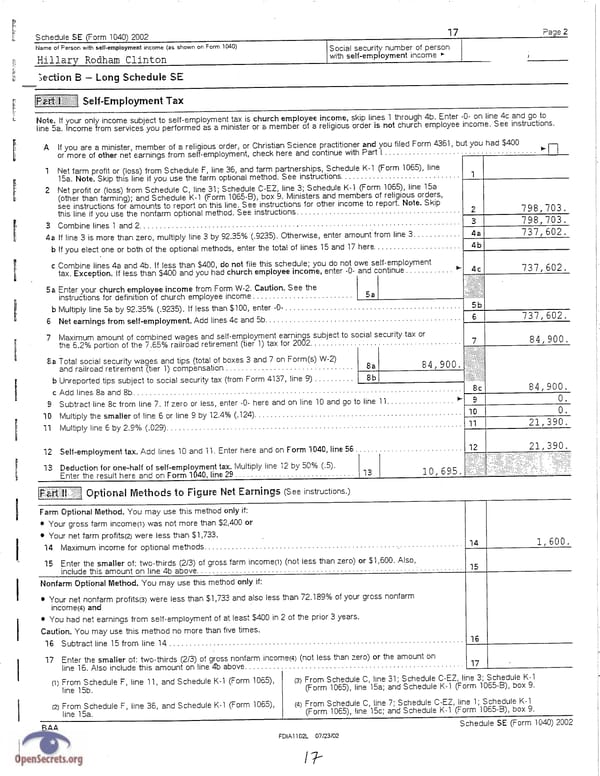 Clintons Tax Return 2002 - Page 17