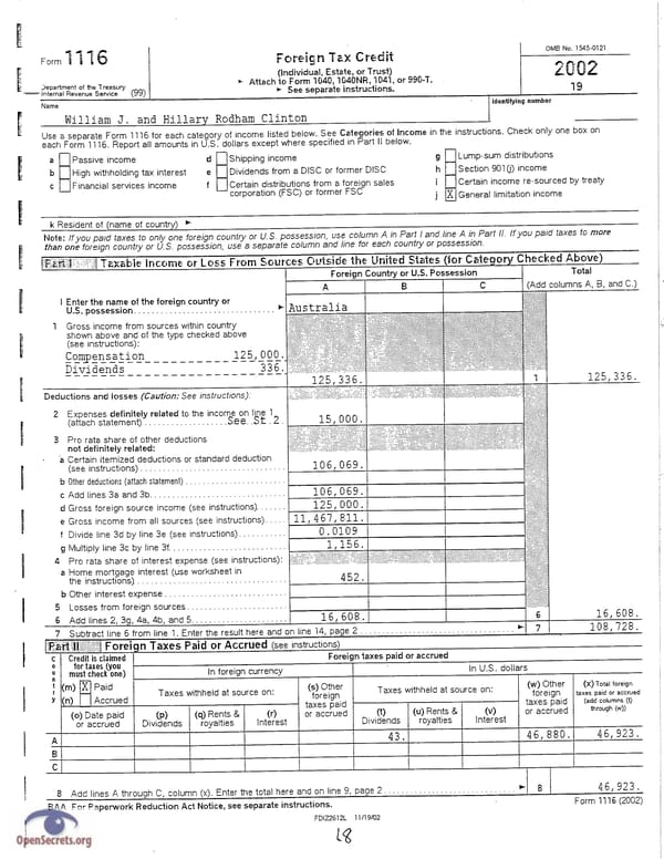 Clintons Tax Return 2002 - Page 18
