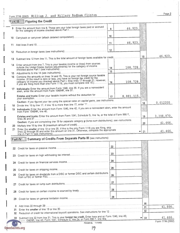 Clintons Tax Return 2002 - Page 19