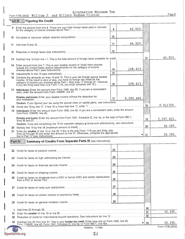 Clintons Tax Return 2002 - Page 21