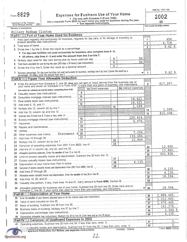 Clintons Tax Return 2002 - Page 22
