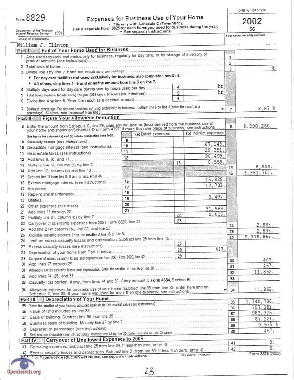 Clintons Tax Return 2002 - Page 23
