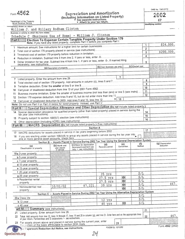 Clintons Tax Return 2002 - Page 24