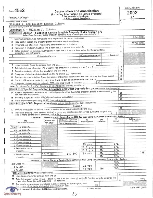 Clintons Tax Return 2002 - Page 25