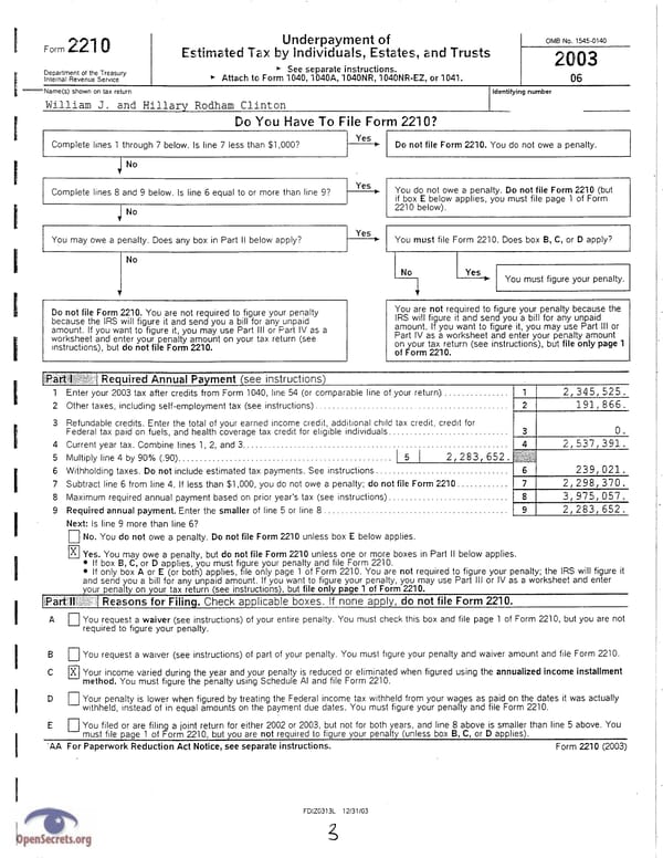 Clintons Tax Return 2003 - Page 3