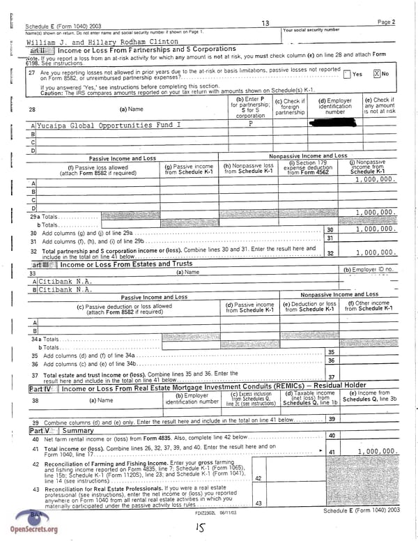 Clintons Tax Return 2003 - Page 15
