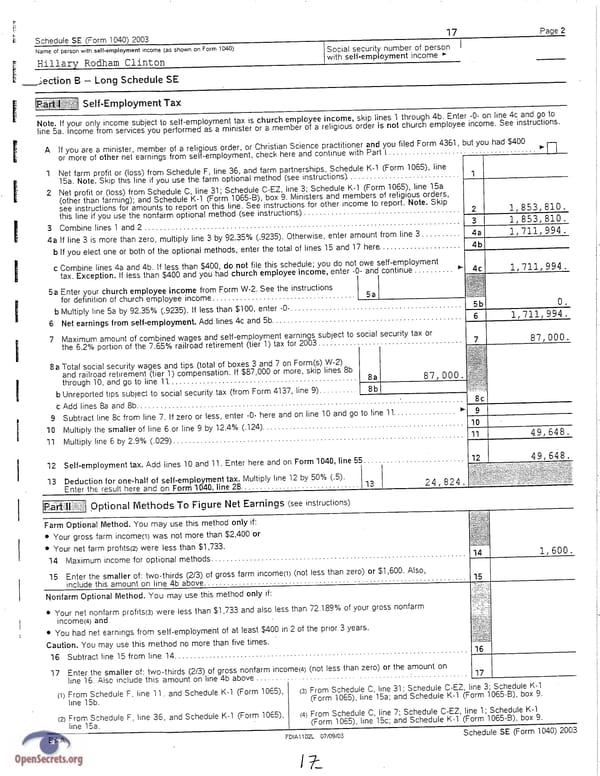 Clintons Tax Return 2003 - Page 17