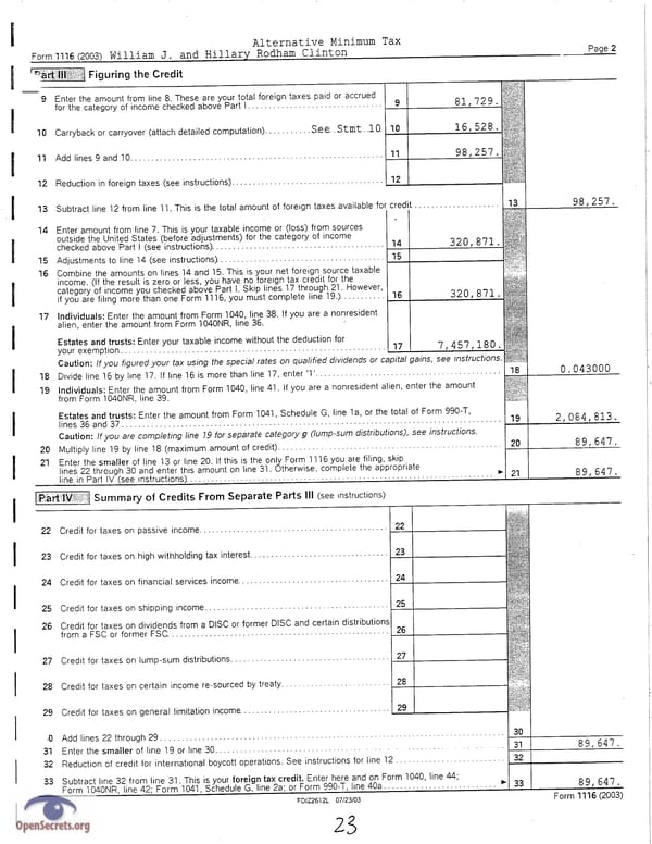 Clintons Tax Return 2003 - Page 23