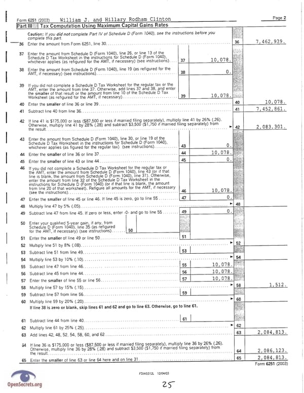 Clintons Tax Return 2003 - Page 25