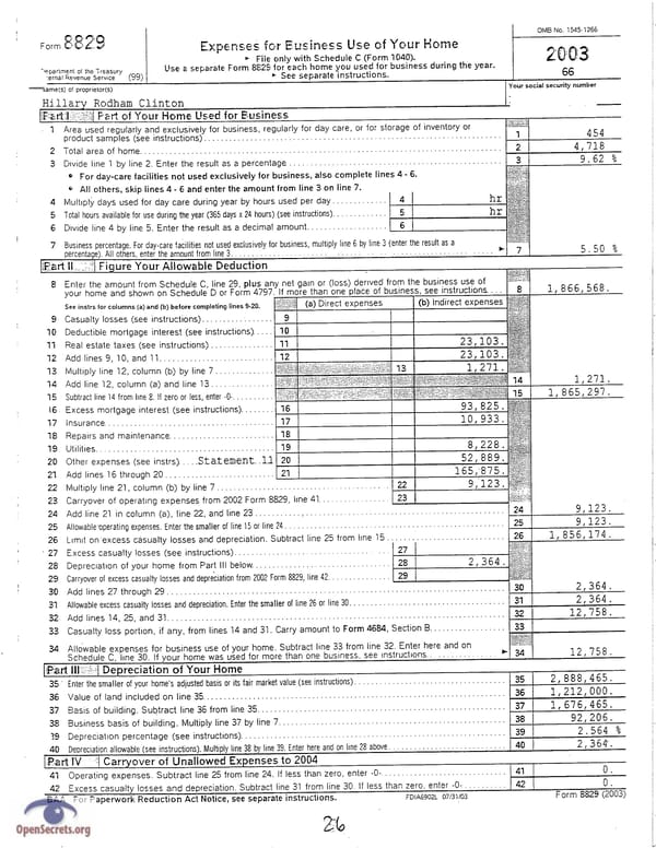 Clintons Tax Return 2003 - Page 26