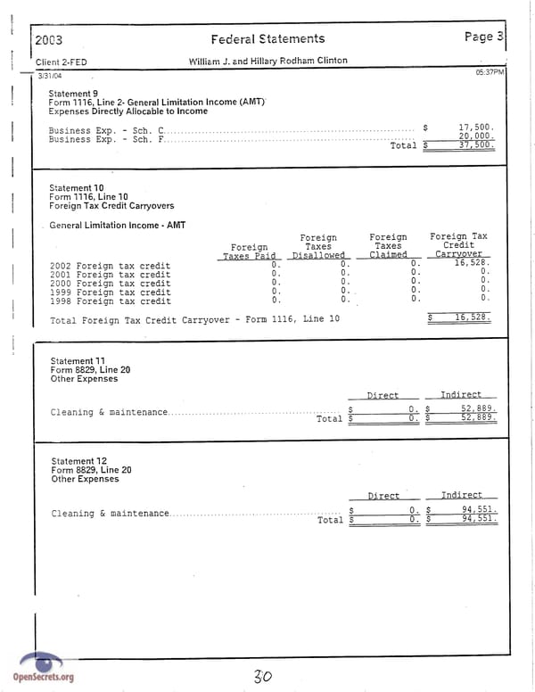Clintons Tax Return 2003 - Page 30