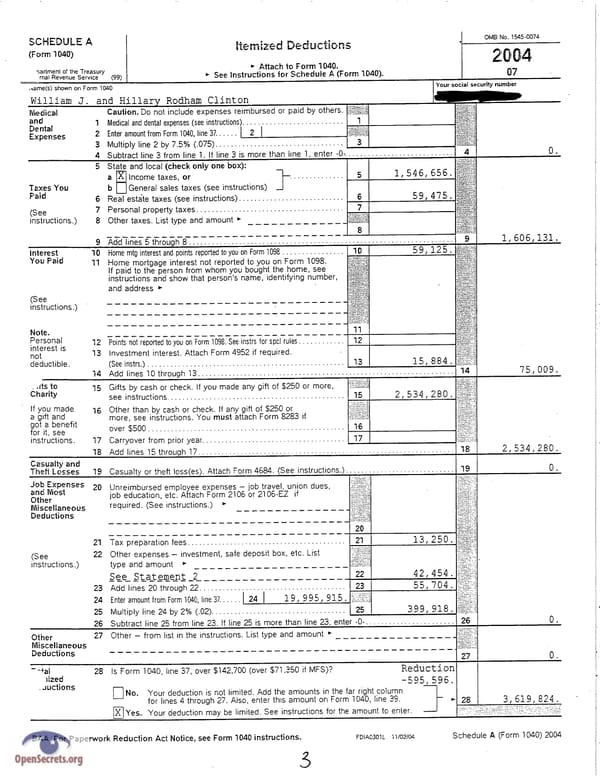 Clintons Tax Return 2004 - Page 3