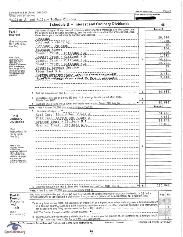 Clintons Tax Return 2004 - Page 4