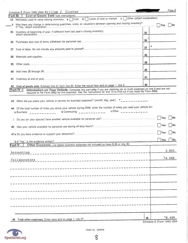 Clintons Tax Return 2004 - Page 8