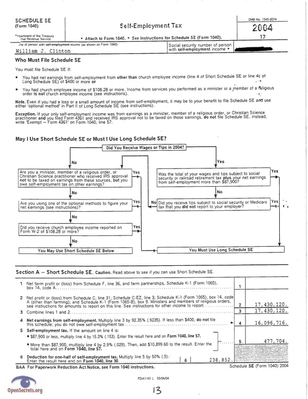 Clintons Tax Return 2004 - Page 13